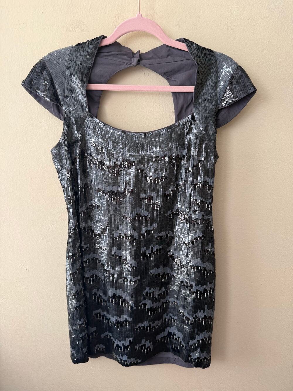 French Connection Black/Gray Sequin Mini Dress